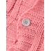 Women Solid Color Jacquard Knitted Mid-Length Hooded Cardigan With Pocket