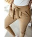 Women Solid Color Lace-Up Pleated Casual Regular Fit Pencil Pants