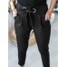 Women Solid Color Lace-Up Pleated Casual Regular Fit Pencil Pants