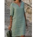 Women Solid Color Notched Neckline Half Simple Sleeve Dresses