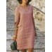 Women Solid Color Notched Neckline Half Simple Sleeve Dresses