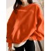 Women Solid Color Raglan Round Neck Kangaroo Pocket Long Sleeve Pullover Sweatshirt