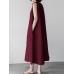 Women Solid Color Sleeveless O-Neck Casual Elegant Dress With Pockets