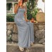 Women Solid Color Sleeveless Wide Shoulder Straps Wide Leg Jumpsuits