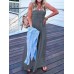 Women Solid Color Sleeveless Wide Shoulder Straps Wide Leg Jumpsuits