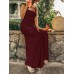 Women Solid Color Sleeveless Wide Shoulder Straps Wide Leg Jumpsuits