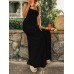 Women Solid Color Sleeveless Wide Shoulder Straps Wide Leg Jumpsuits