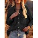 Women Solid Corduroy Button Chest Pocket Long Sleeve Casual Shirt