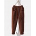 Women Solid Corduroy Elastic Waist Wide-Legged Smple Comfortable Pants