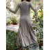 Women Solid Elastic V-Neck Maxi Length Street Casual Midi Dresses