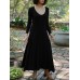 Women Solid Elastic V-Neck Maxi Length Street Casual Midi Dresses