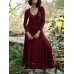 Women Solid Elastic V-Neck Maxi Length Street Casual Midi Dresses