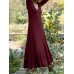 Women Solid Elastic V-Neck Maxi Length Street Casual Midi Dresses