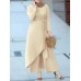 Women Solid Tie Irregular Top Wide Leg Pants Kaftan Two-Piece Set