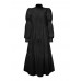 Women Solid Tiered Stand Collar Pleats Puff Sleeve Casual Shirt Midi Dresses