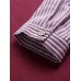 Women Striped Patchwork Stand Collar Button Plus Size Shirts