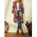 Women Tribal Print Colorblock Lapel Ethnic Style Jacket With Pocket