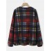 Women Vintage Plaid Button Up Casual Long Sleeve Coats