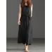 Women Wide Leg Cotton Solid Color V-Neck Sleeveless Jumpsuit with Pockets