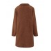 Women Winter Thick Fleece Lapel Mid-Length Solid Color Warm Casual Coat