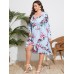 YOINS Plus Size V-neck Floral Print Belt Design Dress