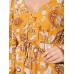 YOINS Plus Size V-neck Paisley Button Design Tie-up Design Dress