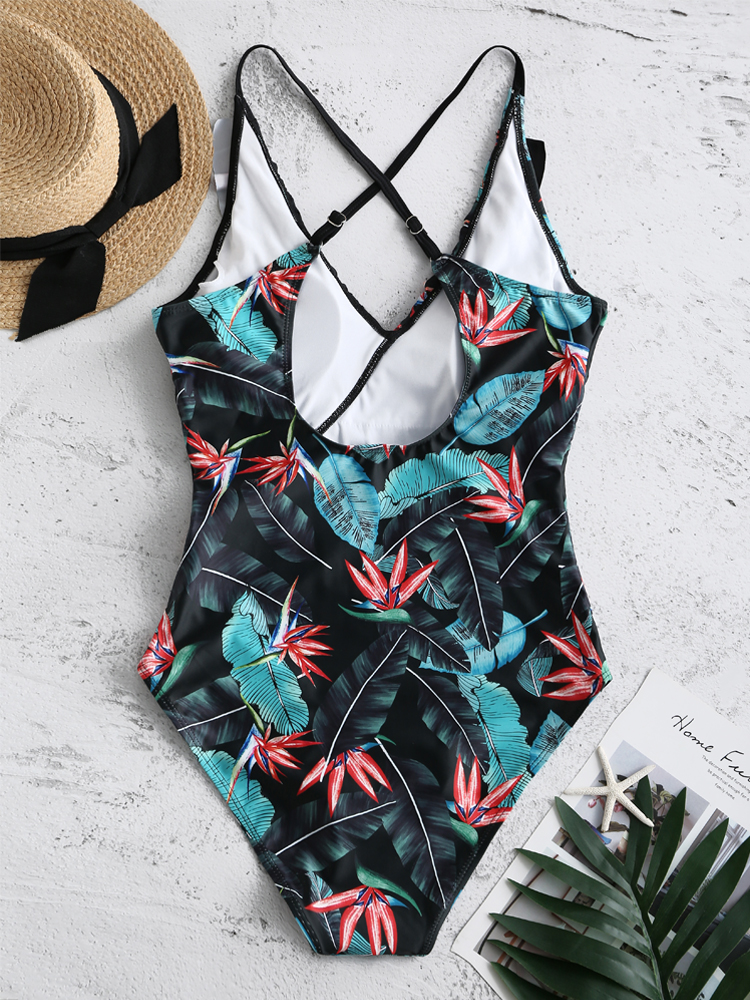 Black-V-Neck-Backless-Flora-Criss-Cross-Ruffled-Trim-Swimwear-1647164