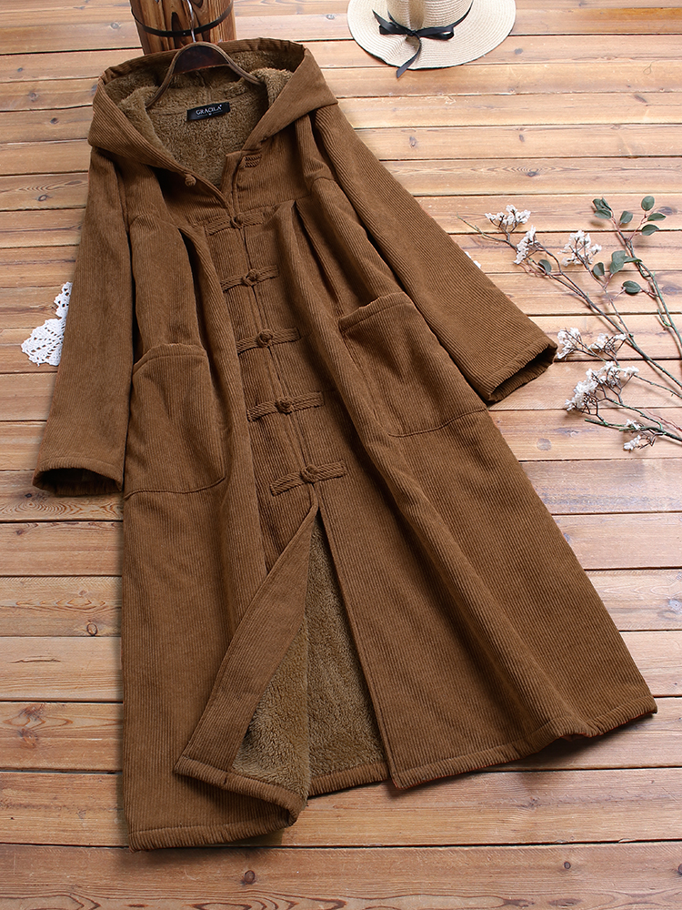 Corduroy-Frog-Button-Solid-Color-Hooded-Maxi-Coats-1582506