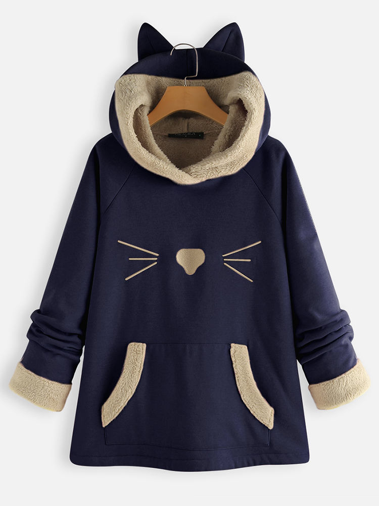 Ears-Hooded-Fleece-Patchwork-Cartoon-Print-Sweatshirt-1571983