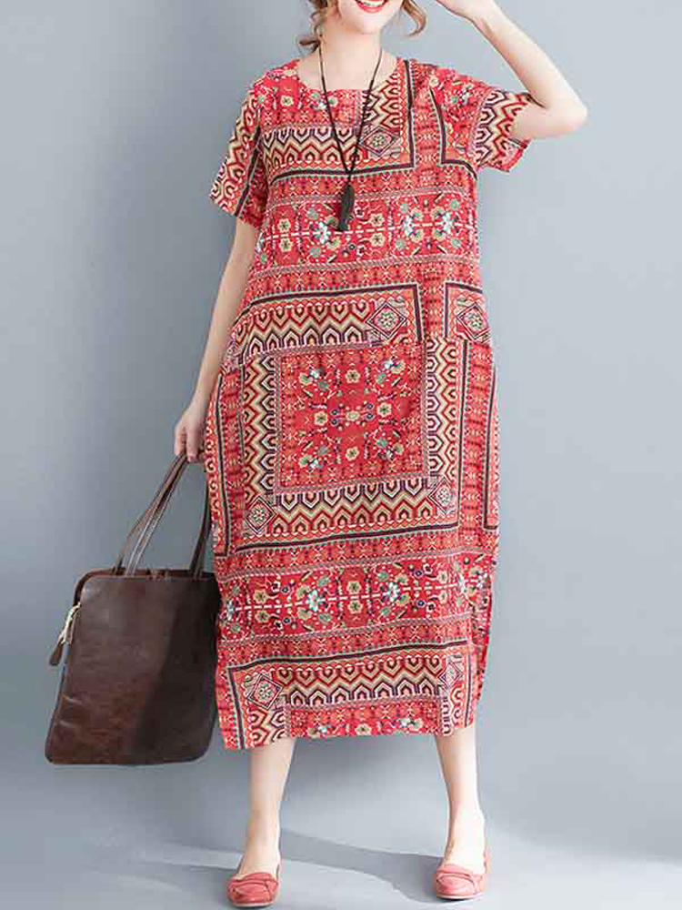 Ethnic-Women-Printing-Cotton-Vintage-Dress-1282271