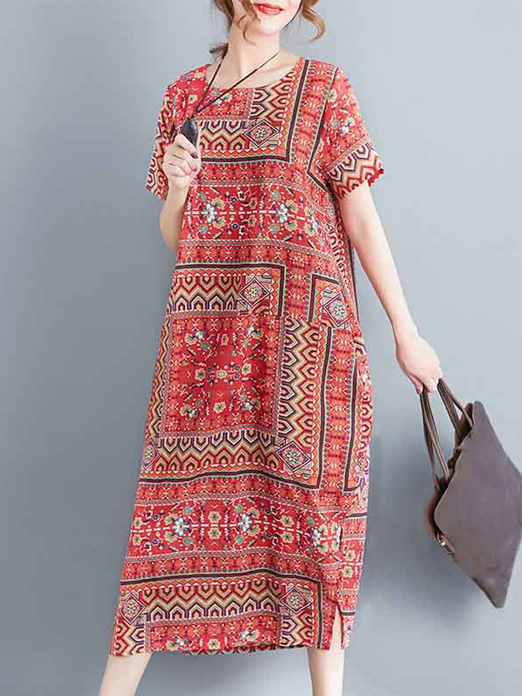 Ethnic-Women-Printing-Cotton-Vintage-Dress-1282271