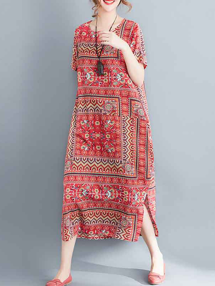 Ethnic-Women-Printing-Cotton-Vintage-Dress-1282271