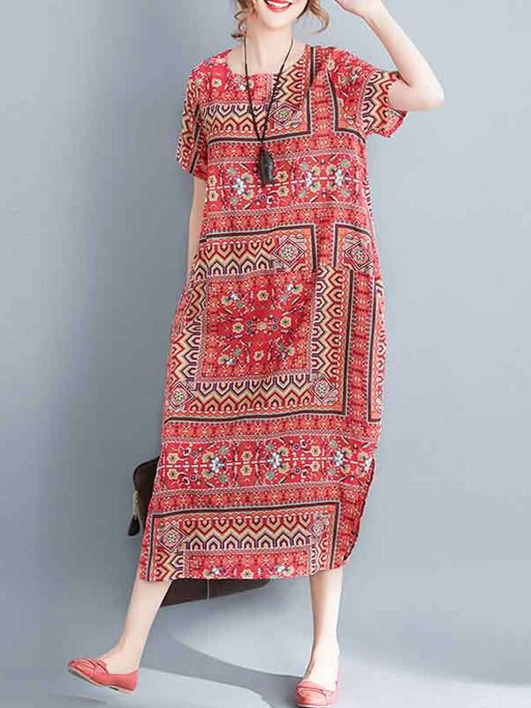 Ethnic-Women-Printing-Cotton-Vintage-Dress-1282271