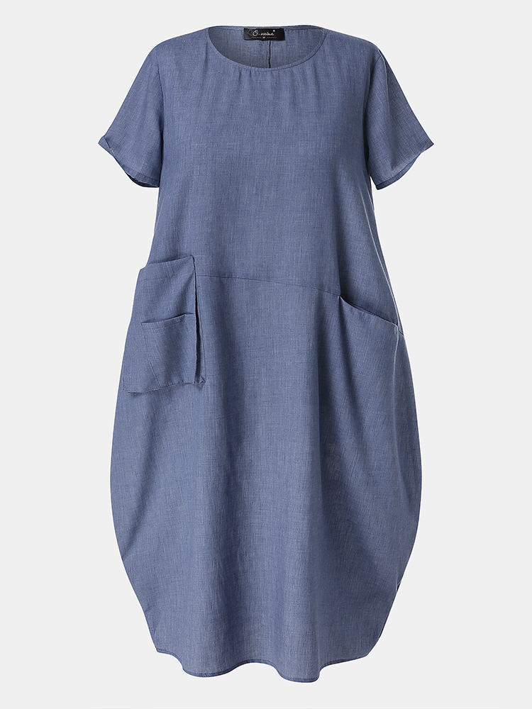 Plus-Size-Summer-Baggy-Big-Pockets-Short-Sleeve-Casual-Dress-1659190