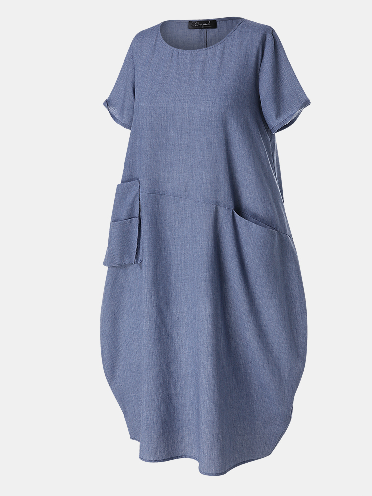 Plus-Size-Summer-Baggy-Big-Pockets-Short-Sleeve-Casual-Dress-1659190