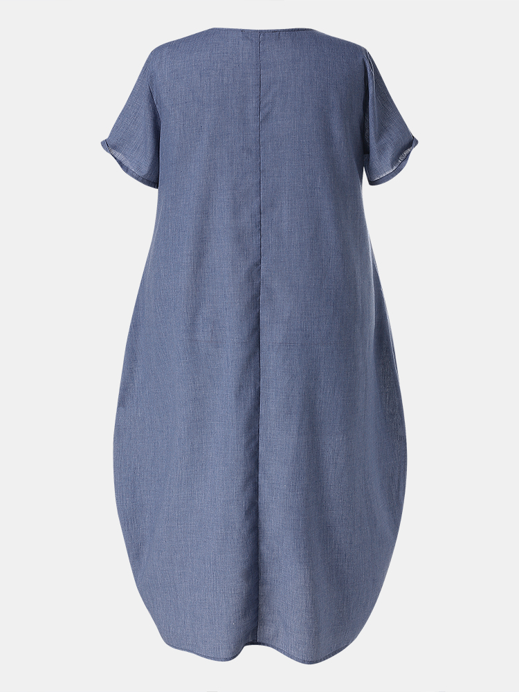 Plus-Size-Summer-Baggy-Big-Pockets-Short-Sleeve-Casual-Dress-1659190