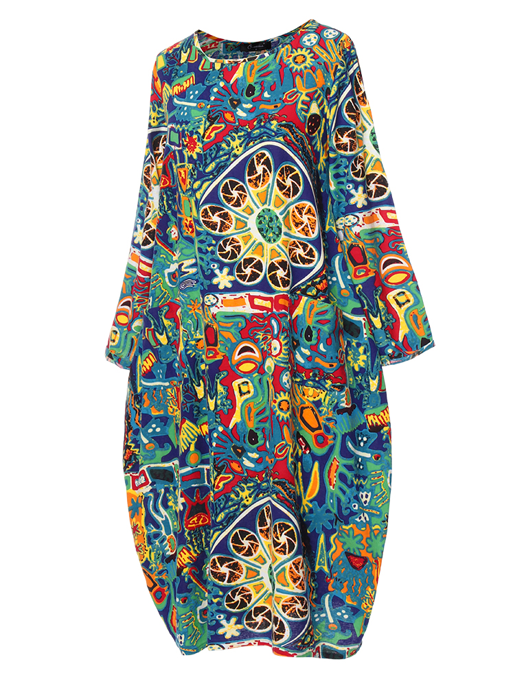 Print-Crew-Neck-Long-Sleeve-Women-Floral-Dress-1548581