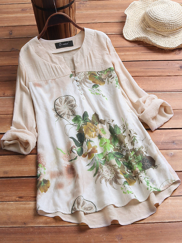 Women-Casual-Cotton-Linen-Floral-Print-Long-Sleeve-Blouse-1448970